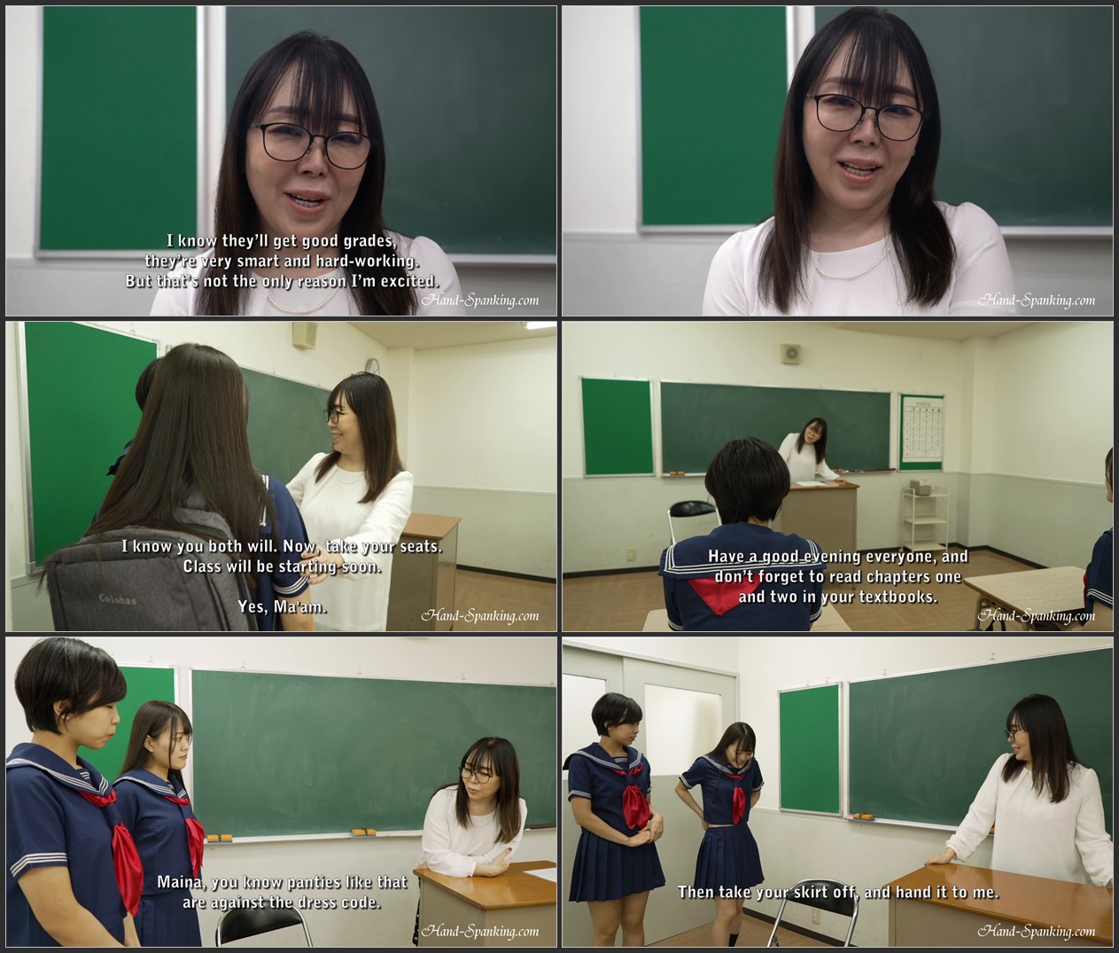 Hand-Spanking - Shio and Fuka and Maina - Teacher and Students Reunited I