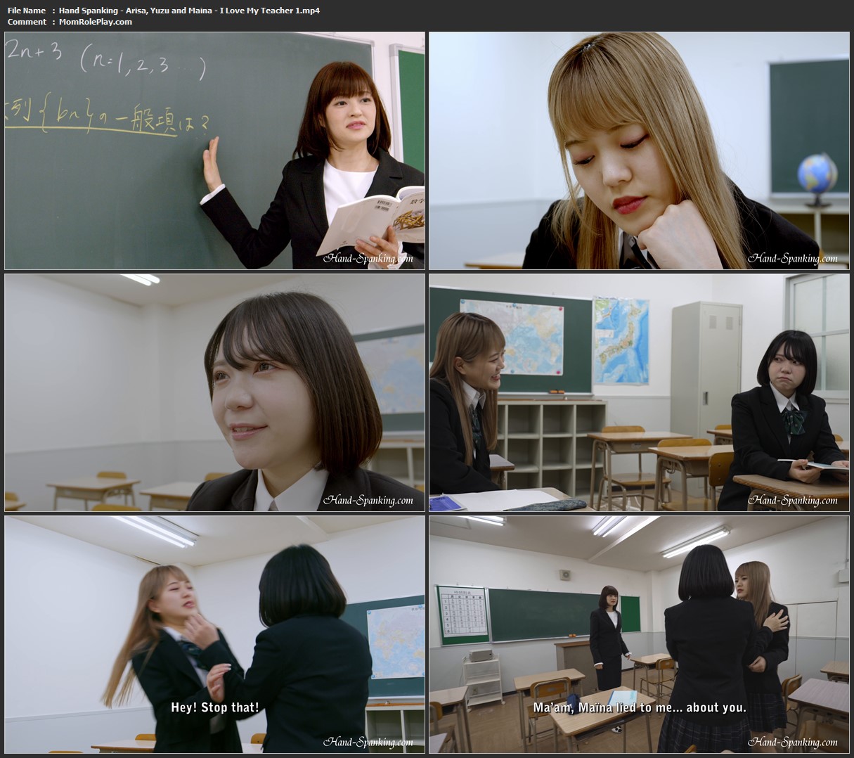 Hand Spanking - Arisa, Yuzu and Maina - I Love My Teacher 1